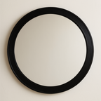Modern Wood-Framed Circle Wall Mirror